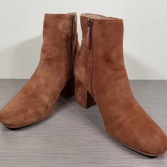 Halogen 'Cori' Round Toe Bootie, Rust Colored Suede, Womens Size 6 - Picture 4 of 8